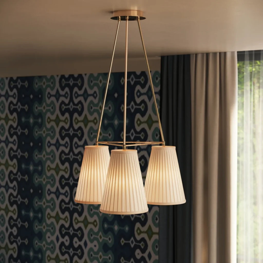 Close up of a dining pendant shade in cast brass