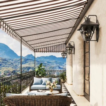 Terrace with iron lanterns